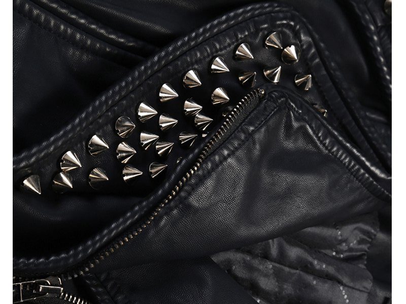 Punk Stylish Studded Leather Jacket For Women
