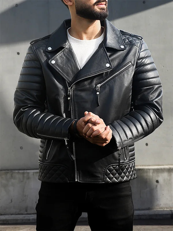 Quilted Biker Leather Jacket