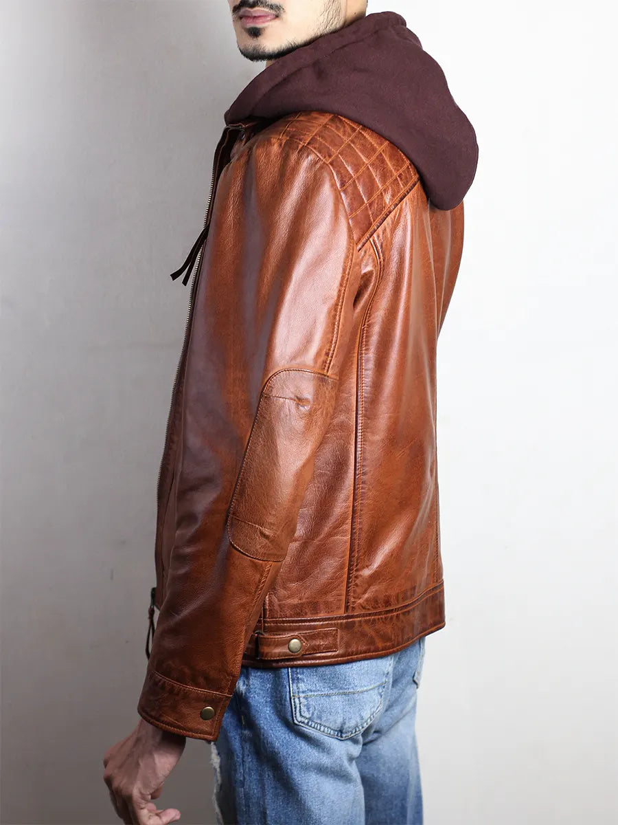 Quilted Cafe Racer Leather Jacket