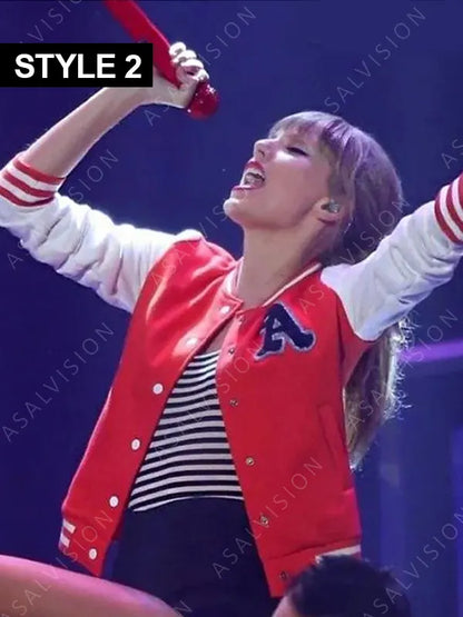 R & A Taylor Swift 22 Letterman Varsity Cropped Bomber Jacket