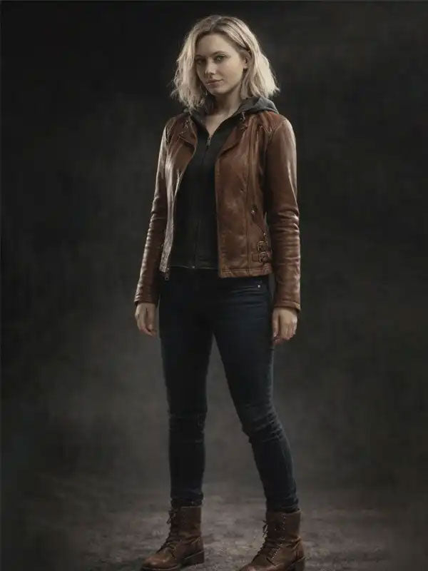 RE9 Grace Brown Leather Jacket