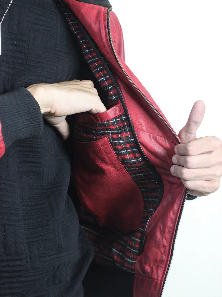 Real Lambskin Leather Bomber Jacket