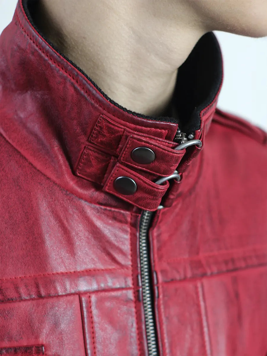 Real Lambskin Leather Red Jacket