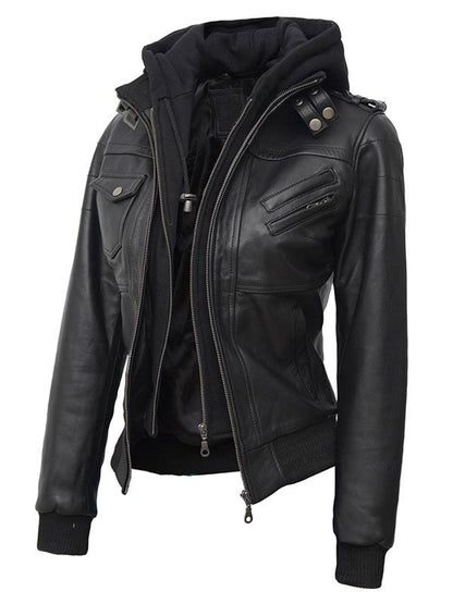 Real Leather Jacket With Hood