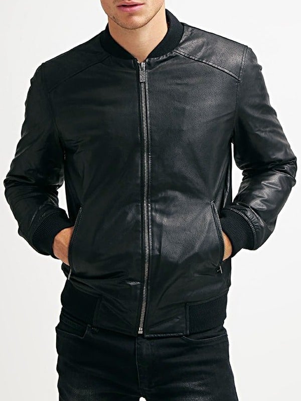 Real Sheepskin Leather Bomber Jacket For Men’s
