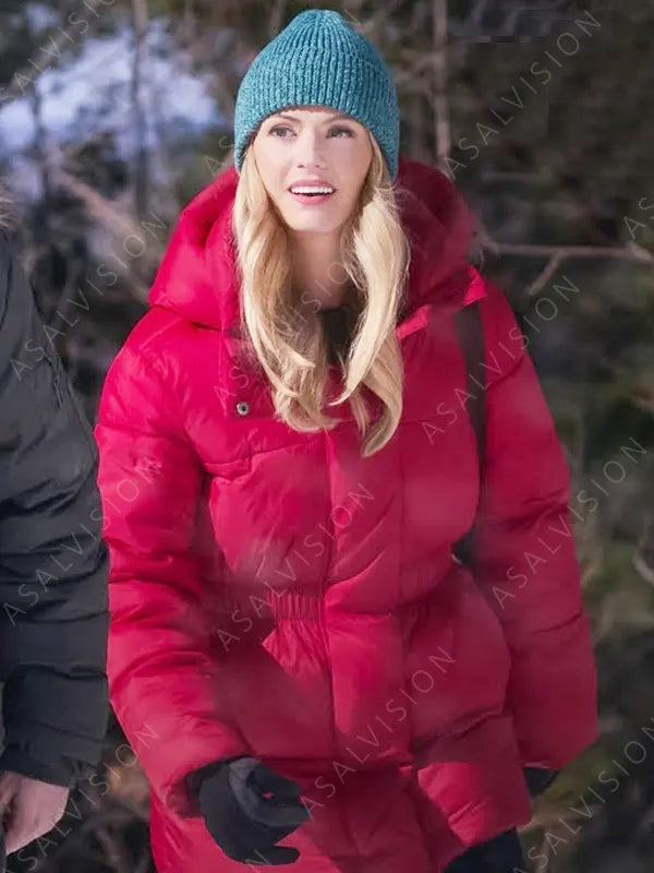 Rebecca Dalton Movie Falling Like Snowflakes Teagan Red Hooded Puffer Jacket