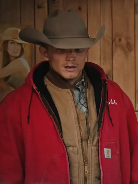 Jefferson White Yellowstone Season 4 Jimmy Hurdstrom Red Hoodie Jacket