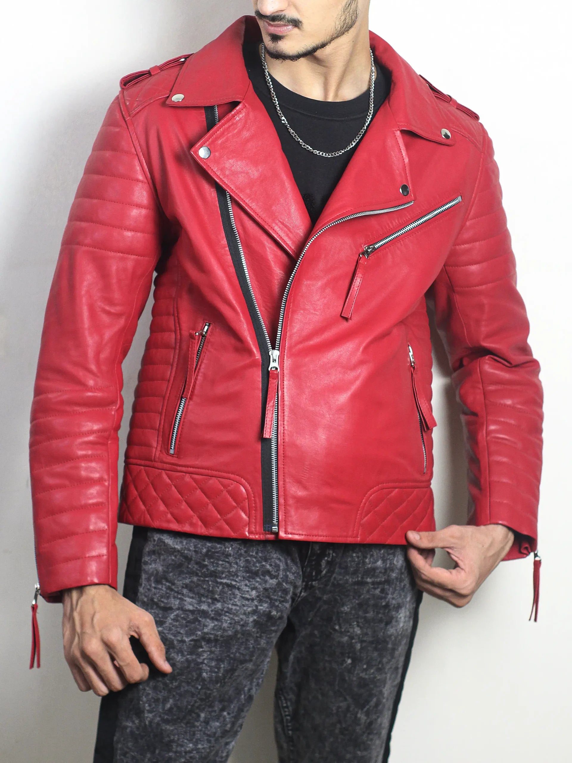 Red Lambskin Leather Jacket