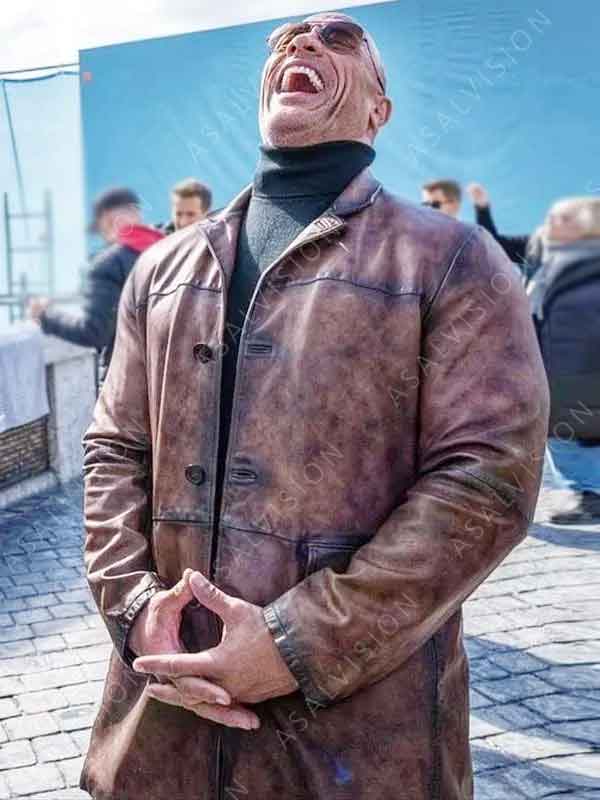 Red Notice 2021 Brown Distressed Leather Coat Jacket