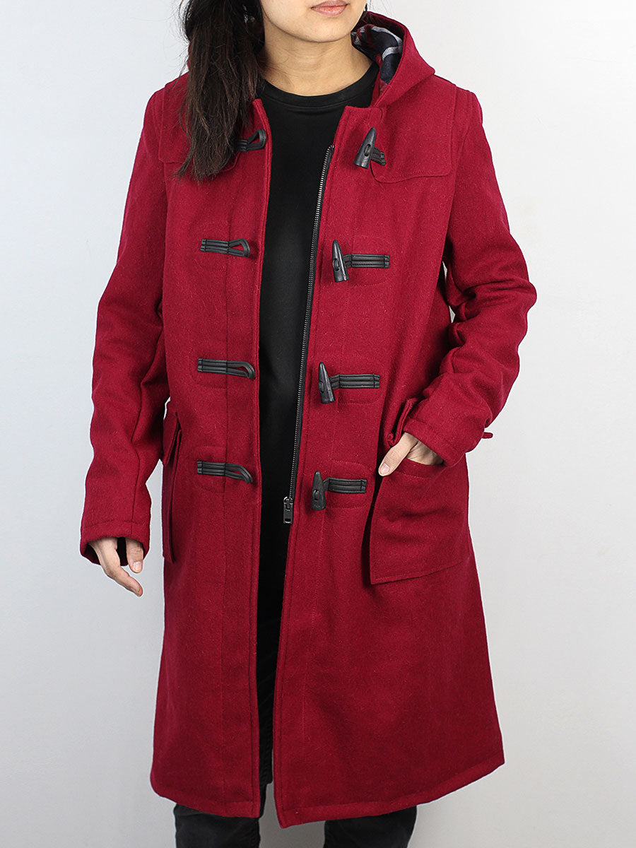 Red Toggle Wool Coat