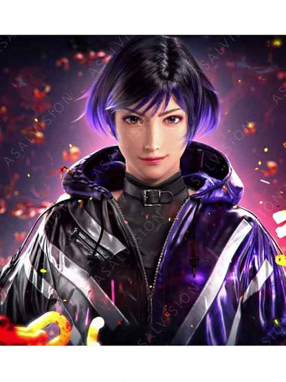 Reina Mishima Tekken 8 Purple and Black Hooded Bomber Costume