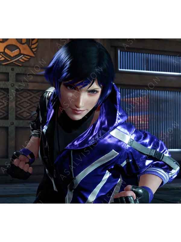 Reina Mishima Tekken 8 Purple and Black Hooded Bomber Jacket