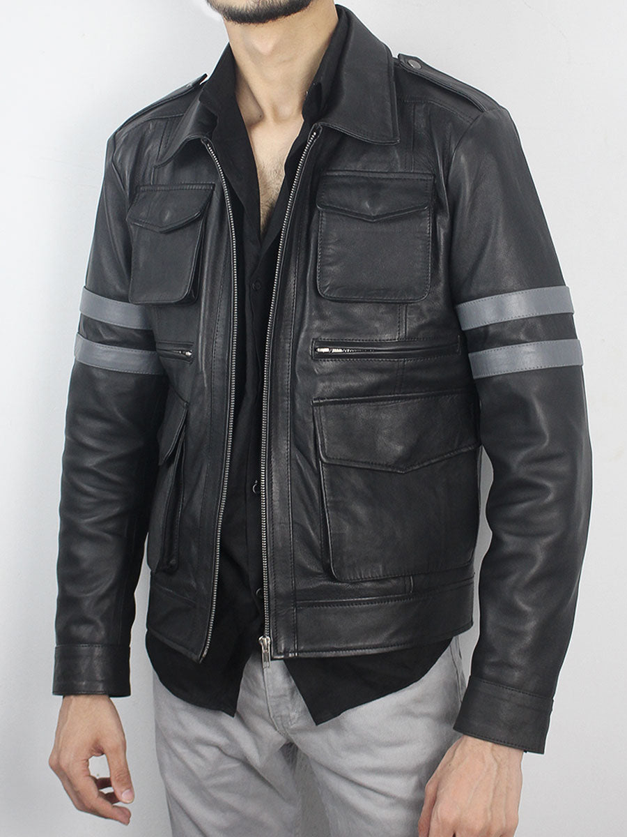 Resident Evil 6 Black Distressed Leather Jacket