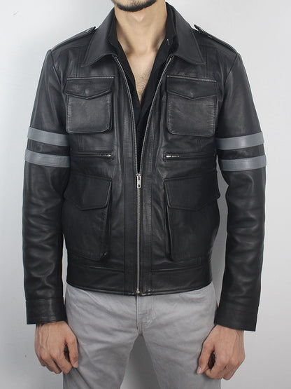 Resident Evil 6 Black Distressed Leather Jacket