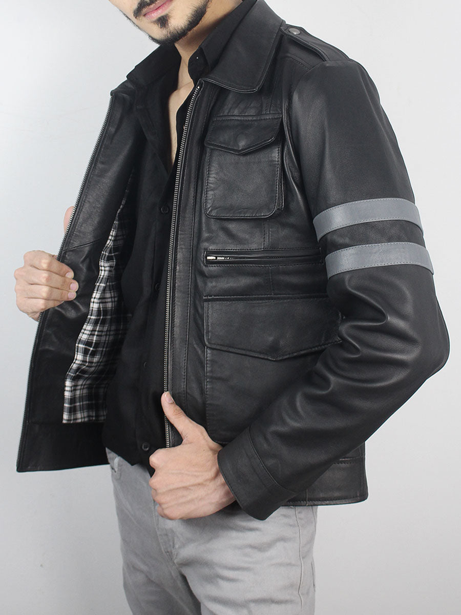 Resident Evil 6 Black Distressed Leather Jacket