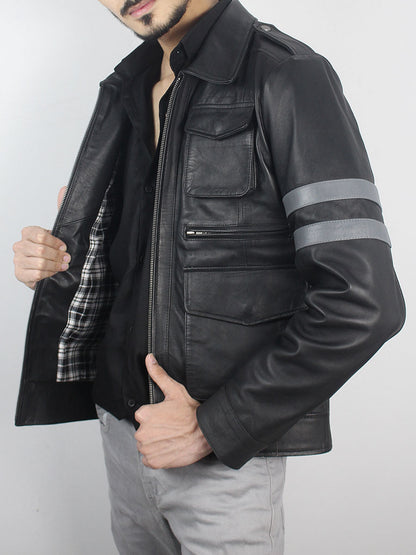 Resident Evil 6 Black Distressed Leather Jacket