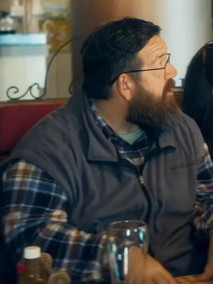 Richard Movie Get Away 2024 Nick Frost Grey Vest
