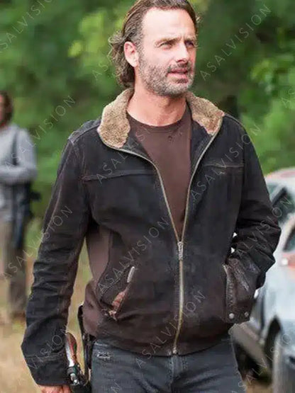 Rick Grimes The Walking Dead Andrew Lincoln Brown Suede Leather Jacket