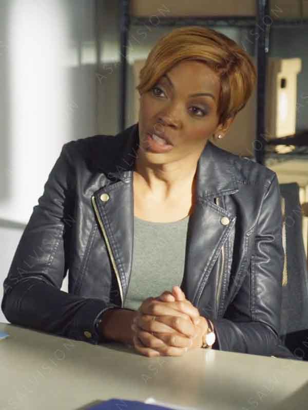 Rita Movie Killer Fortune Teller Jessica A. Caesar Black Biker Style Leather Jacket