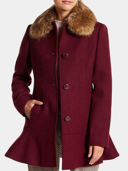 Riverdale Camila Mendes Maroon Shearling Coat