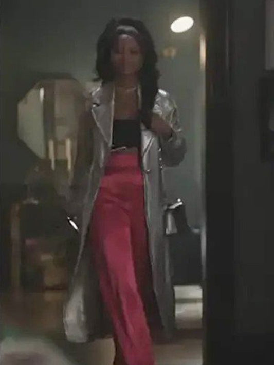 Riverdale Camille Hyde Silver Leather Coat