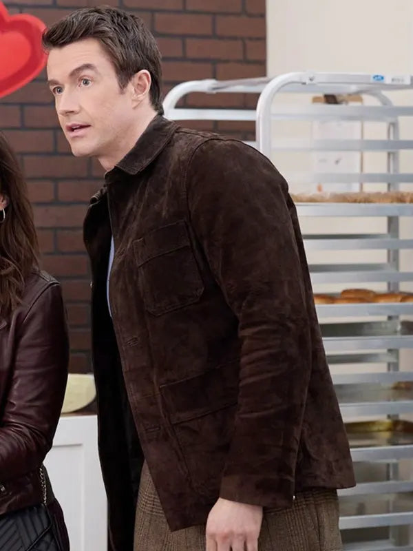 Robert Buckley An Unexpected Valentine Finn Brown Suede Leather Jacket