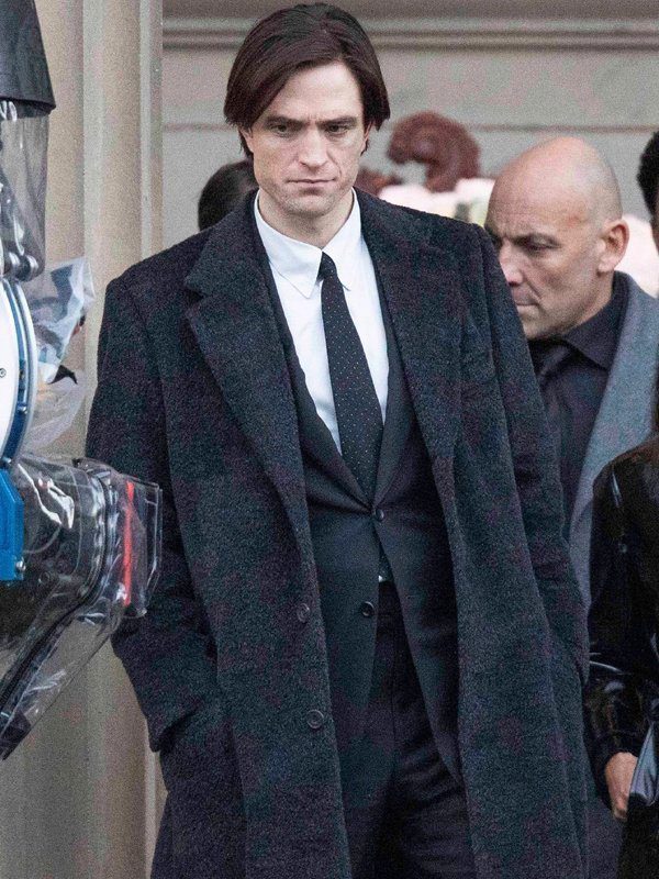 Robert Pattinson The Batman 2022 Bruce Wayne Black Wool Coat