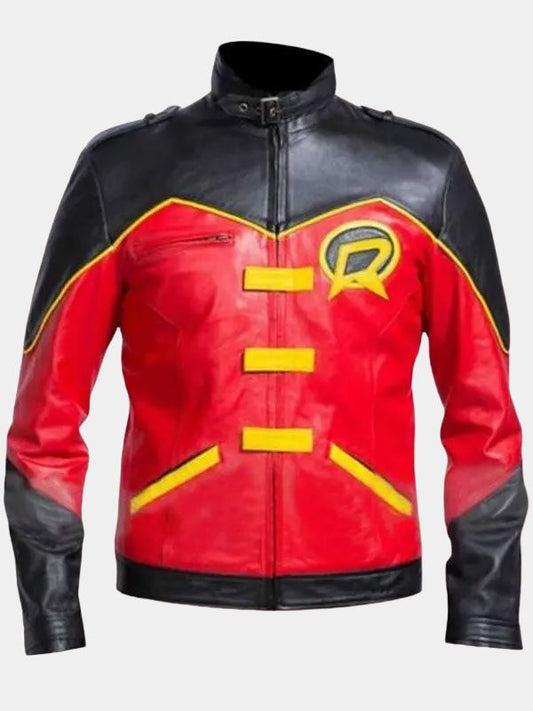 Robin Batman Red And Black Leather Jacket