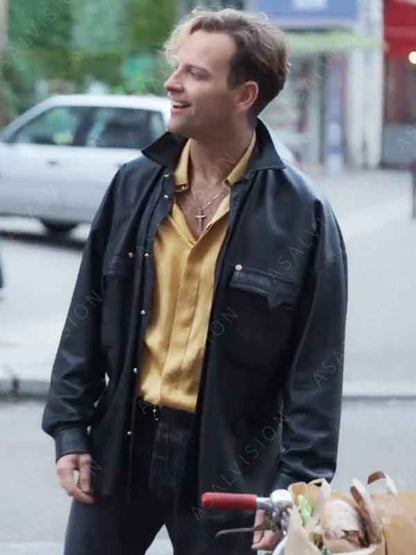 Rocco Siffredi TV Series Supersex 2024 Alessandro Borghi Black Leather Jacket