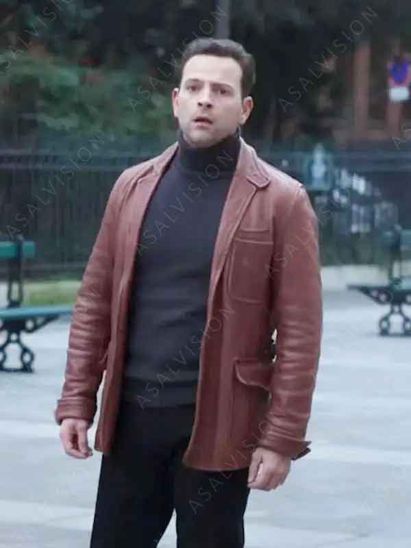Rocco Siffredi TV Series Supersex 2024 Alessandro Borghi Brown Jacket