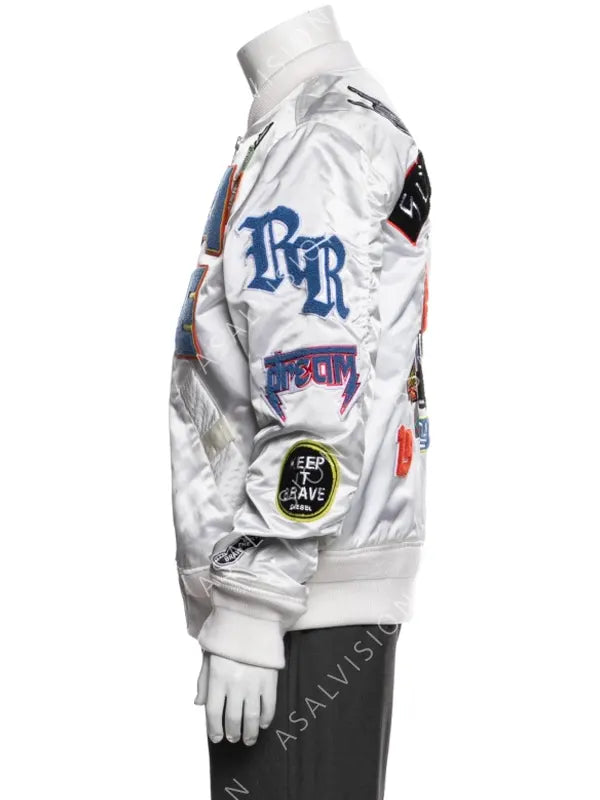 Ronnie My Fault White Letterman Varsity Jacket With Patches