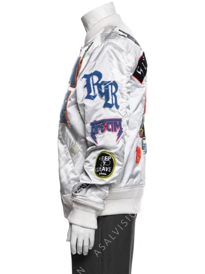 Ronnie My Fault White Letterman Varsity Jacket With Patches