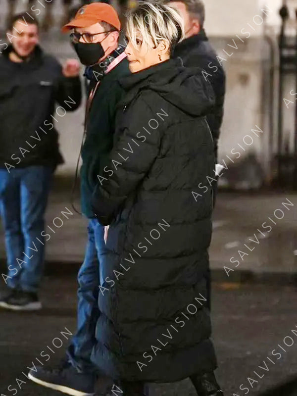 Roxanne Hall The Union 2024 Halle Berry Black Puffer Hooded Coat