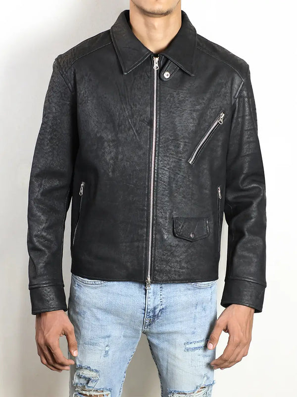 Rugged Biker Leather Jacket Men