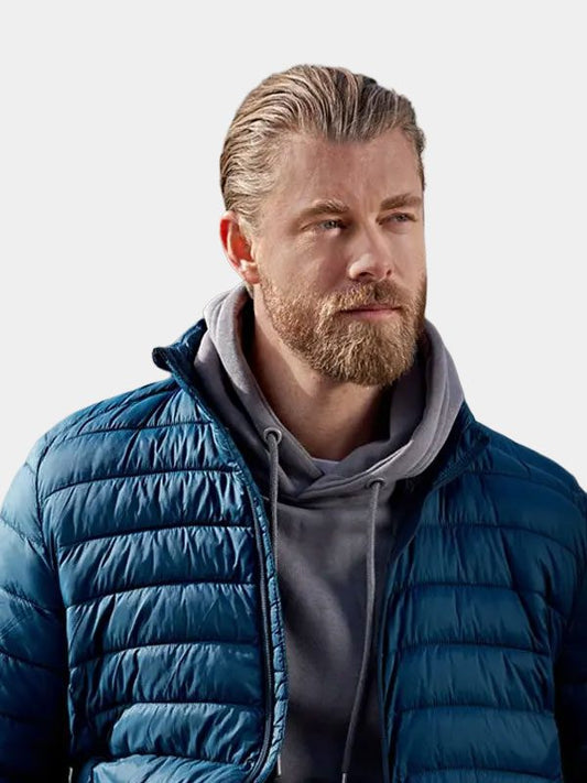 Russ A Pinch of Portugal Luke Mitchell Puffer Blue Jacket