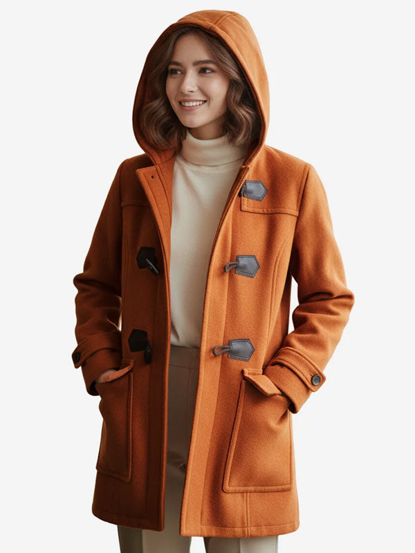 Emory Rust Brown Wool Duffle Coat
