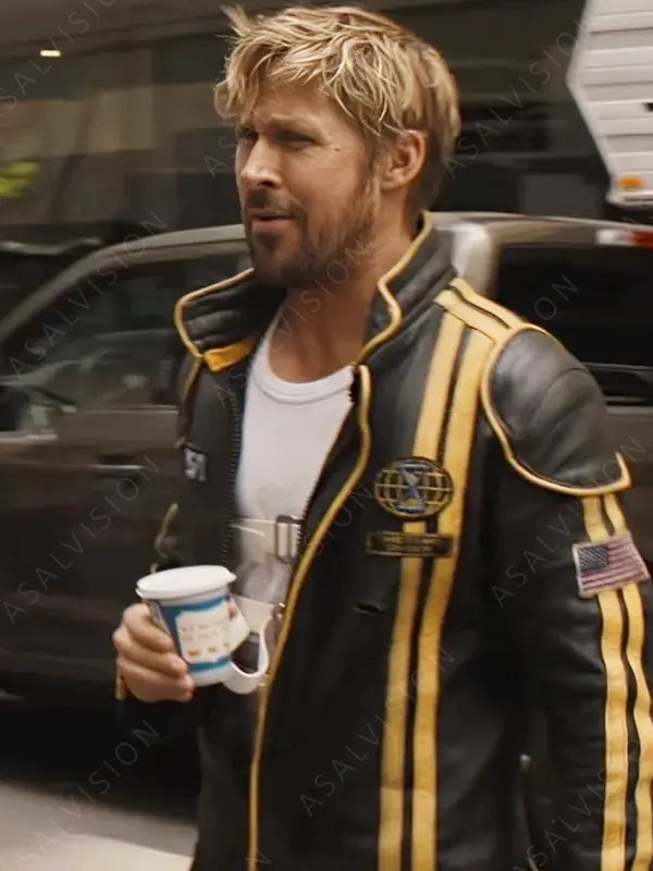 Ryan Gosling The Fall Guy 2024 Colt Seavers Black & Yellow NASA Leather Jacket