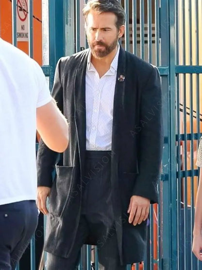 Ryan Reynolds IF 2024 Black Trench Coat