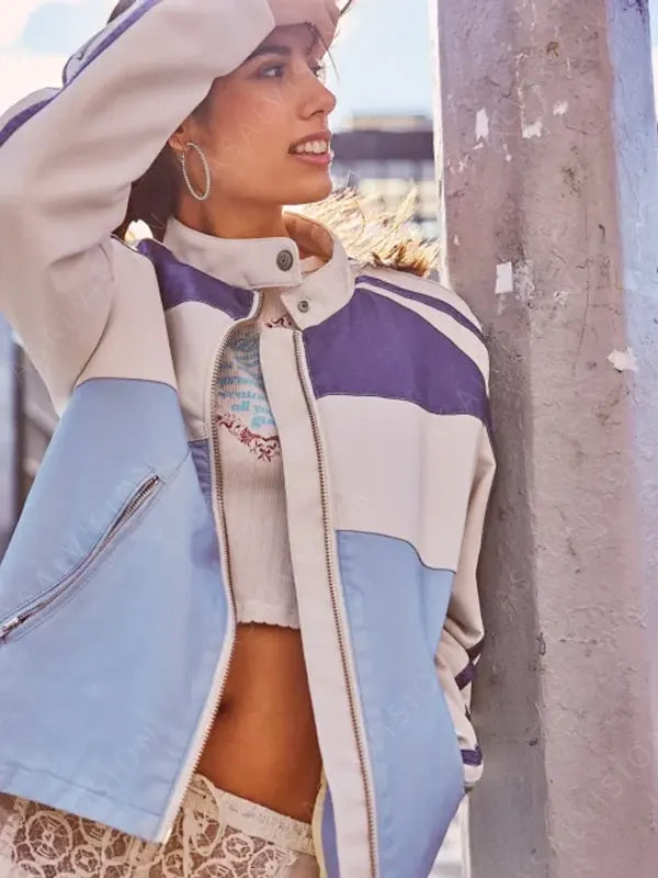 Ryder Sport Vegan Renee Rapp Motorcycle Zipper Leather Jacket