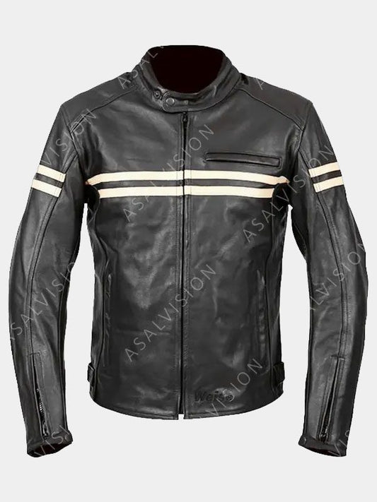 Ryker Black Motorcycle Retro Leather Fashion Jacket Mens
