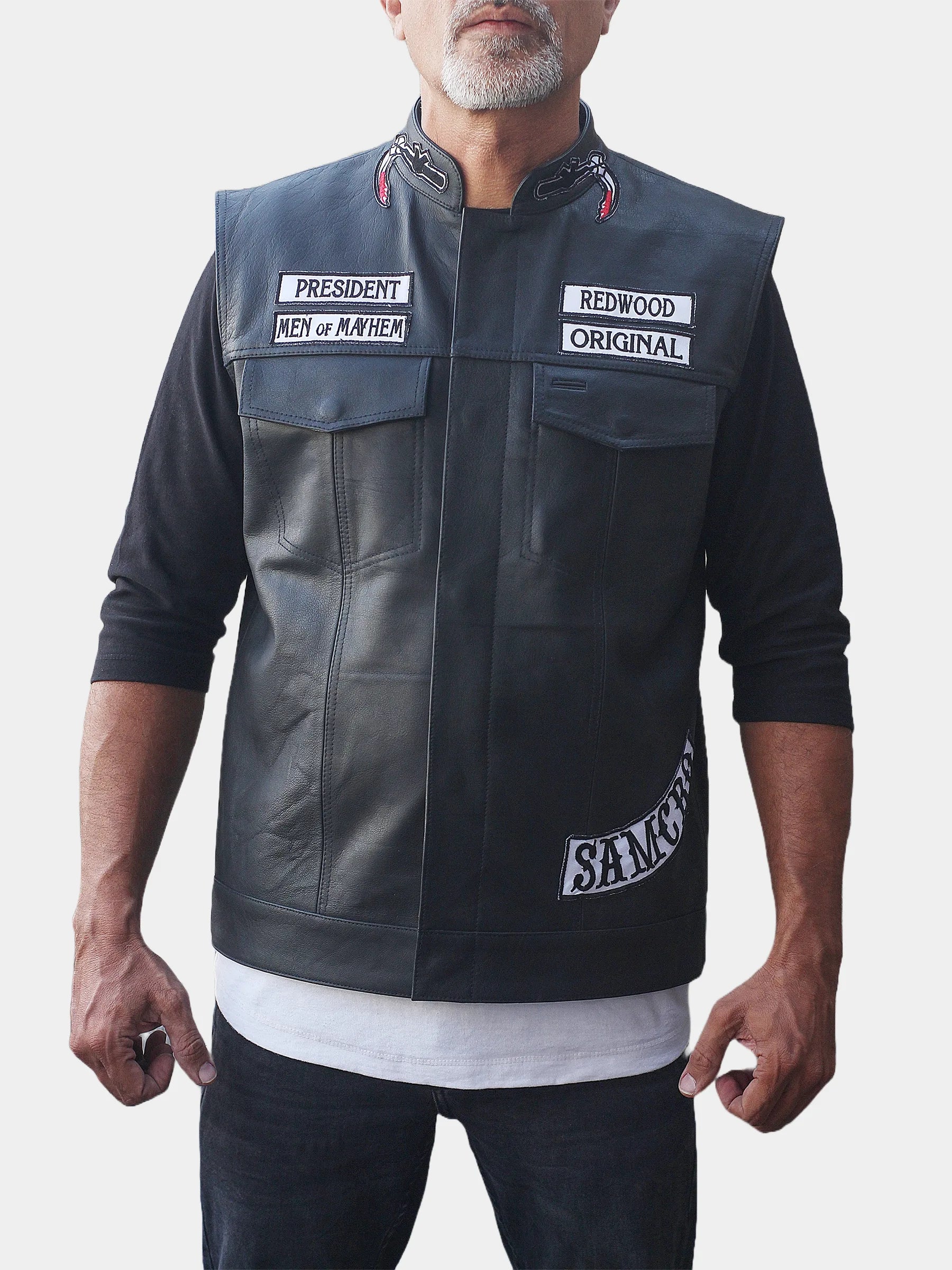 SOA Sons of Anarchy Leather Black Vest