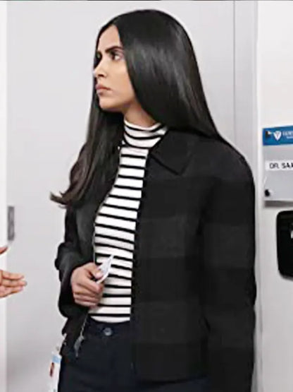 Saanvi Bahl Manifest Parveen Kaur Black Plaid Wool Jacket