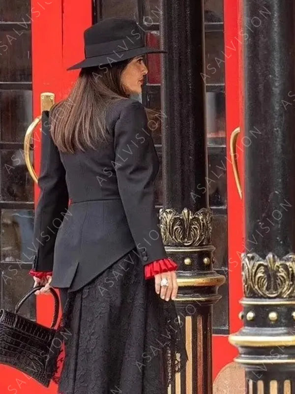 Salma Hayek Black Coat