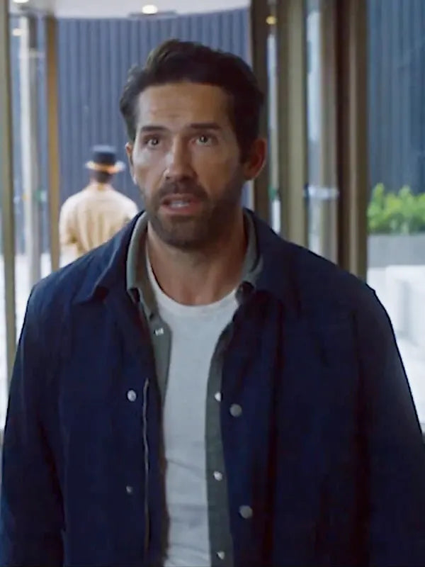 Sam Lorde Take Cover 2024 Scott Adkins Navy Blue Cotton Jacket