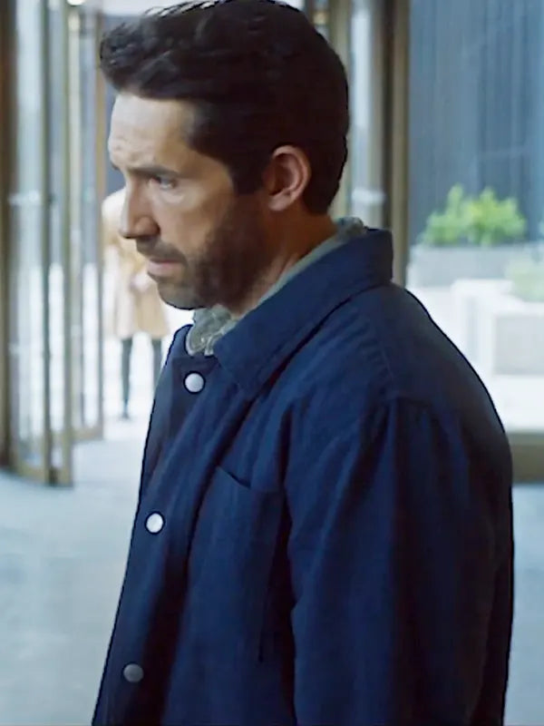 Sam Lorde Take Cover 2024 Scott Adkins Navy Blue Jacket