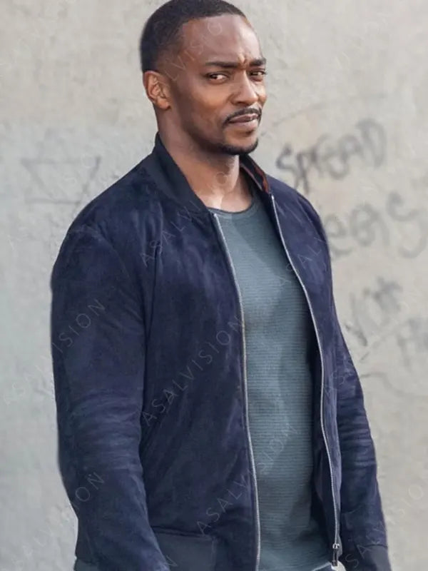Sam Wilson Captain America Brave New World 2025 Anthony Mackie Suede Leather Bomber Jacket