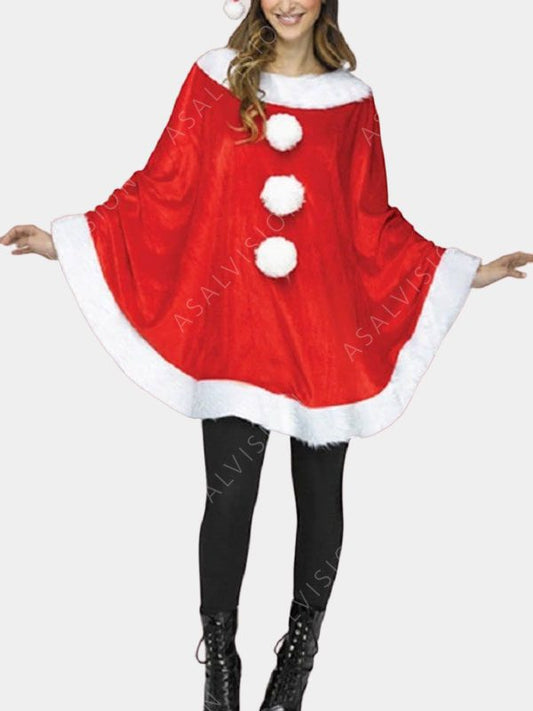 Santa Claus Cape Poncho For Women