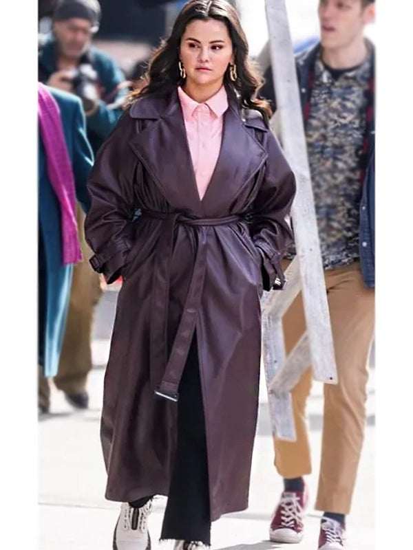Selena Gomez Leather Coat