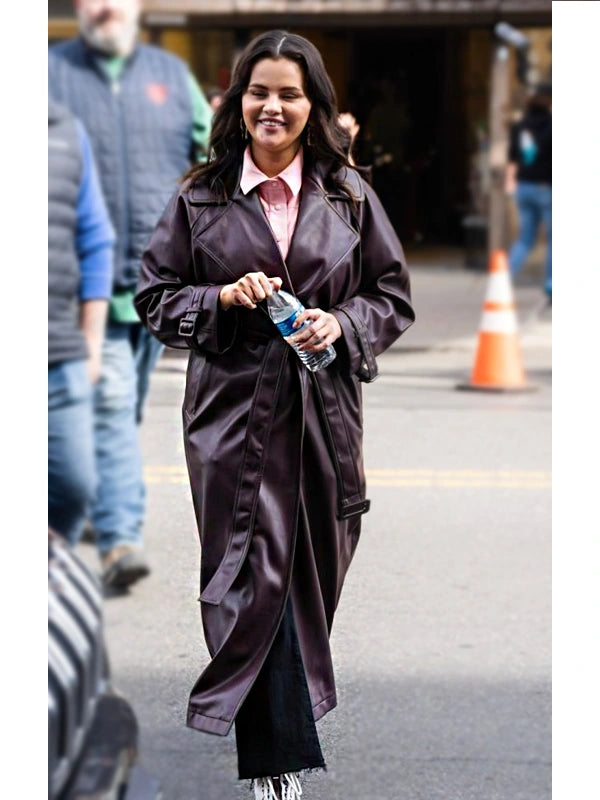 Selena Gomez Only Murders In The Building S03 Mabel Mora Leather Coat