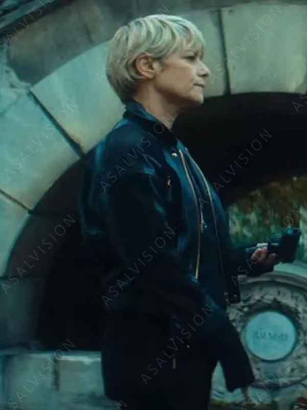 Selma TV Series Furies 2024 Marina Foïs Black Leather Jacket